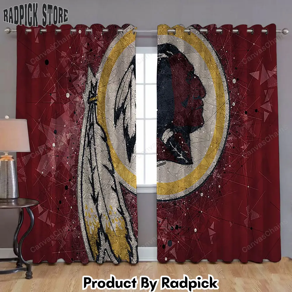 Radpick washington redskins window curtains geometric american football club curtains living room curtains for window rp85272